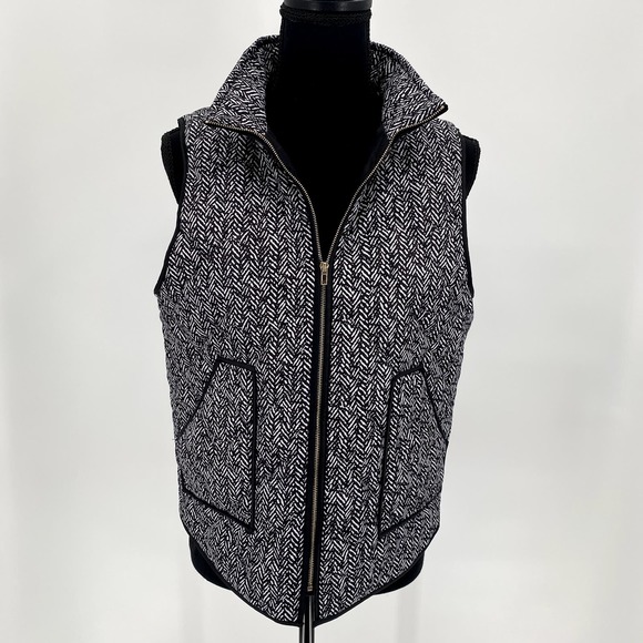 Shop Wanna B Ladies Black/White Quilted Vest Zip Up Collar Pockets - Small - Picture 1 of 12